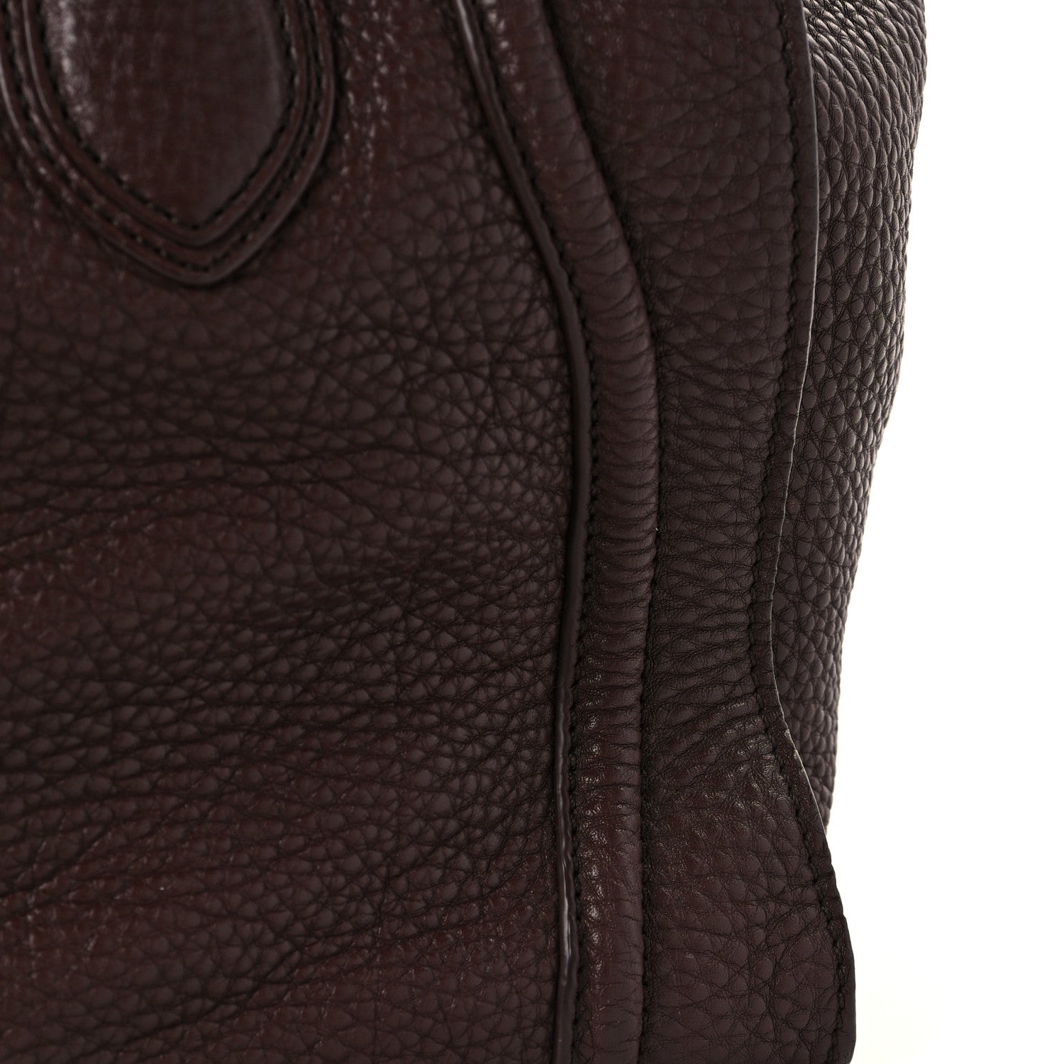 Celine Drummed Calfskin Mini Luggage Dark Brown 9 of 9