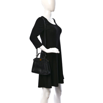 Fendi Vitello Saddle Mini Peekaboo Iconic Satchel Black 2 of 8
