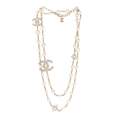 Chanel Crystal Baguette Pearl CC Necklace Gold 3 of 6