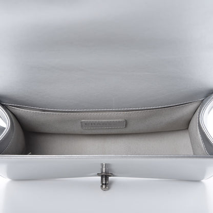 Chanel Metallic Patent Calfskin Quilted Medium Boy Flap Silver 9 of 9