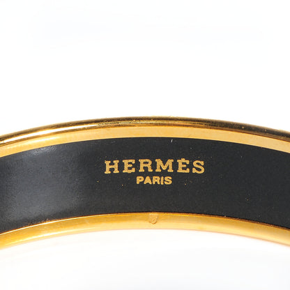 Hermes Enamel Printed Ornate Doves Medium Bracelet Bleu Yellow 70 4 of 6