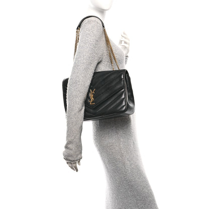 Saint Laurent Lambskin Chevron Quilted Large Loulou Black 2 of 11