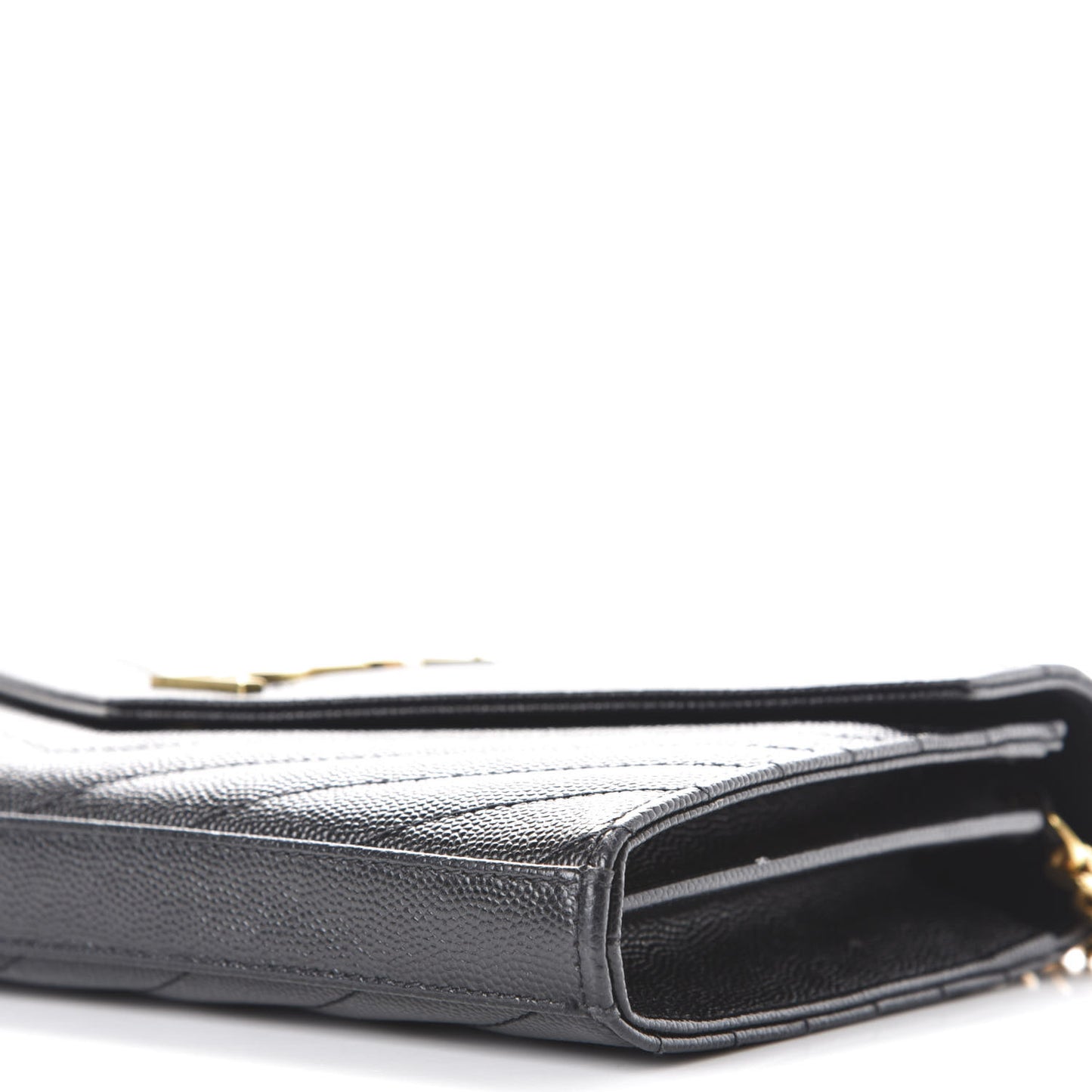Grain De Poudre Matelasse Chevron Monogram Chain Wallet Black