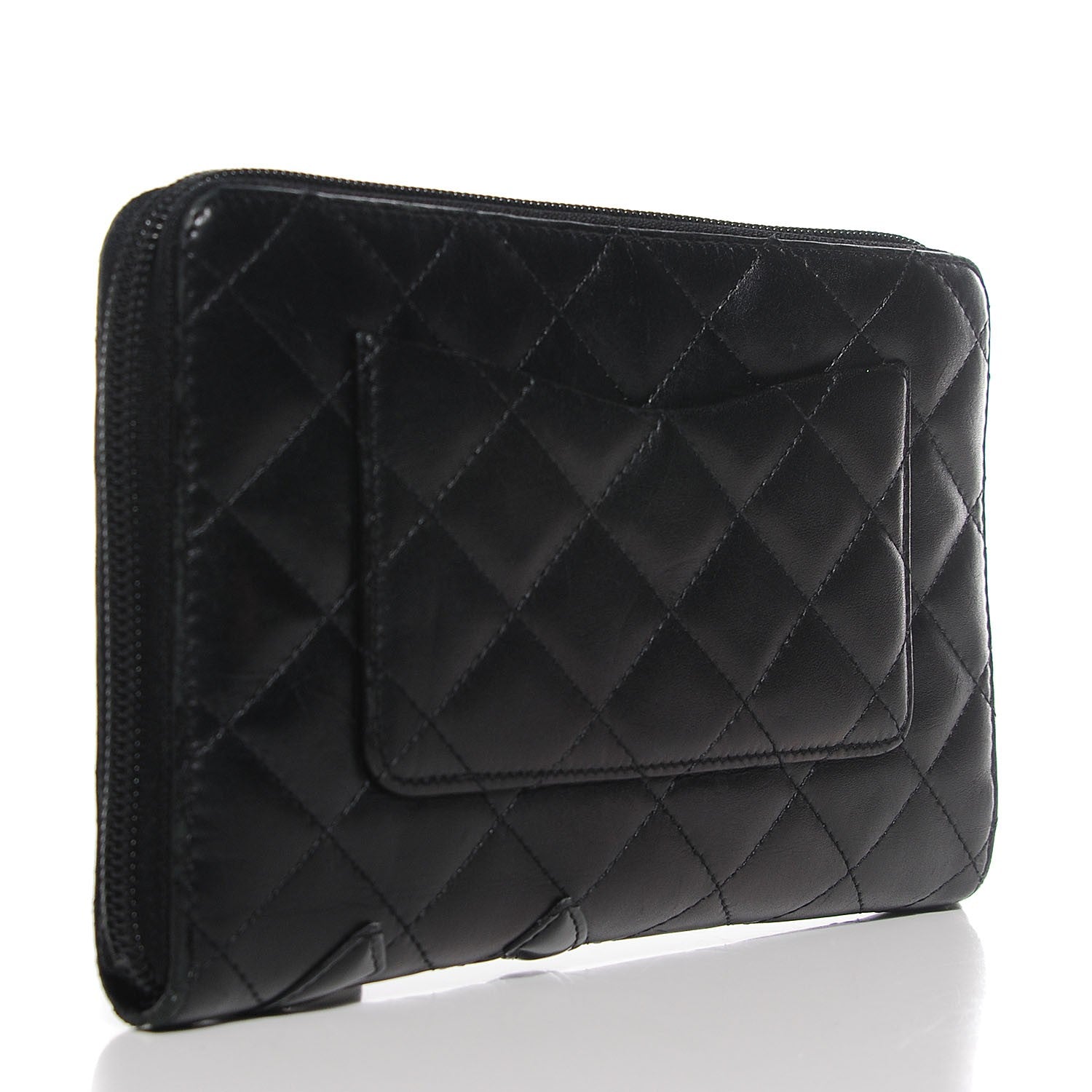 Chanel Calfskin Quilted Cambon Zip Around Organizer Wallet Black 3 of 9