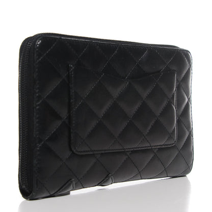 Chanel Calfskin Quilted Cambon Zip Around Organizer Wallet Black 3 of 9