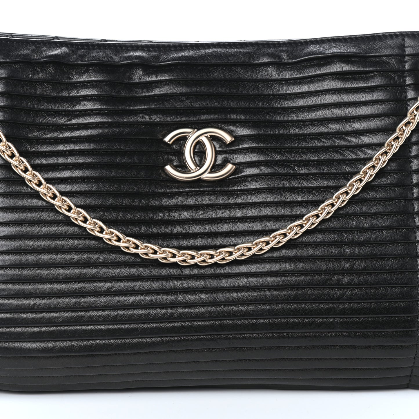Lambskin Pleated Shoulder Bag Black