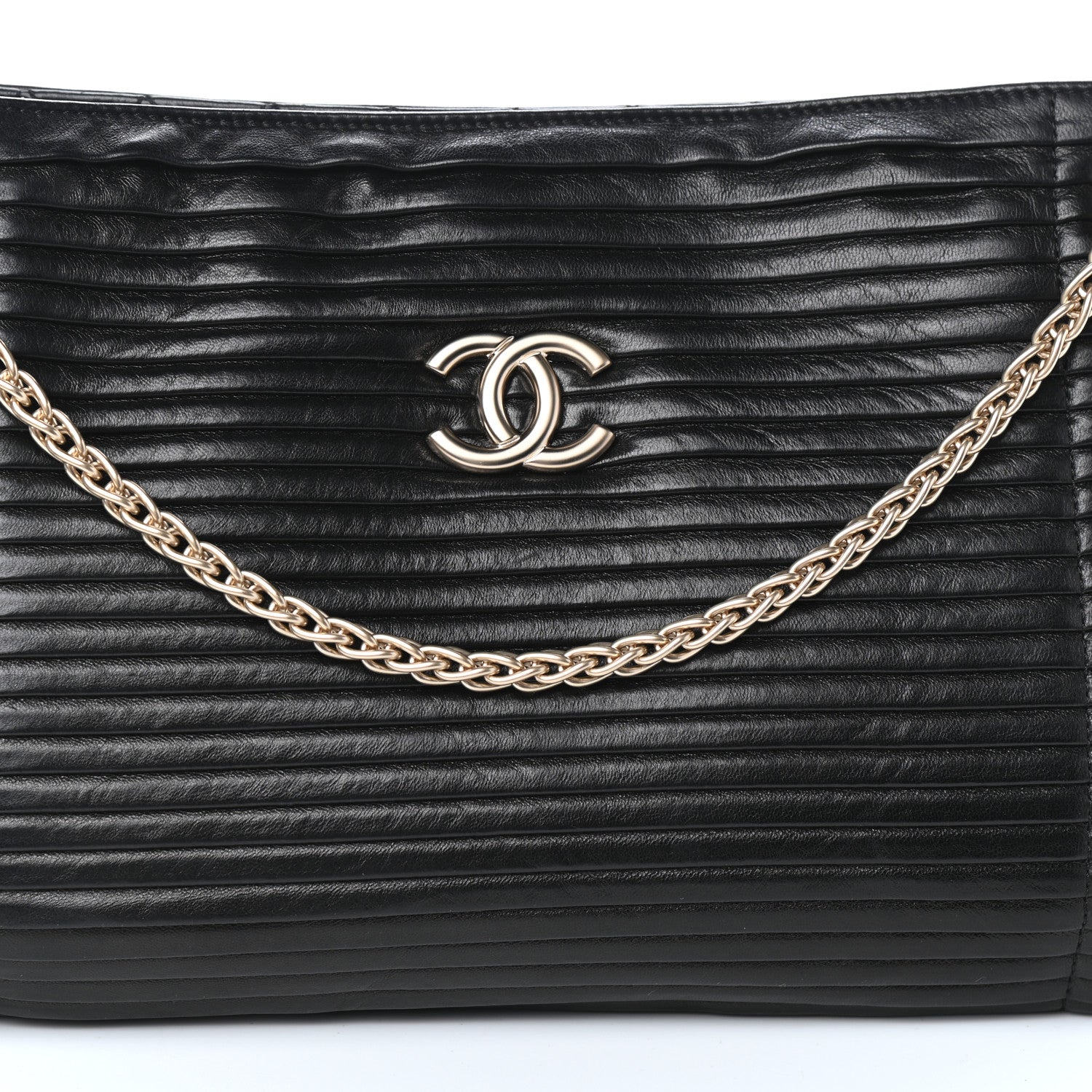 Chanel Lambskin Pleated Shoulder Bag Black 8 of 10