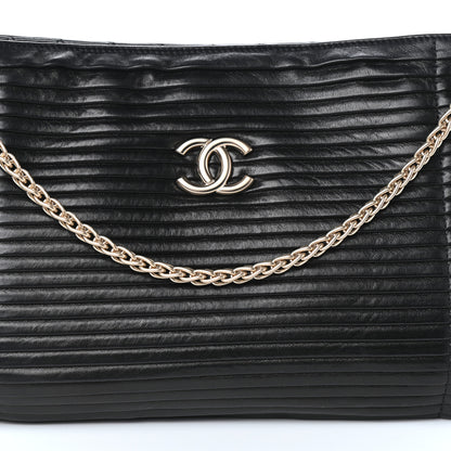 Chanel Lambskin Pleated Shoulder Bag Black 8 of 10
