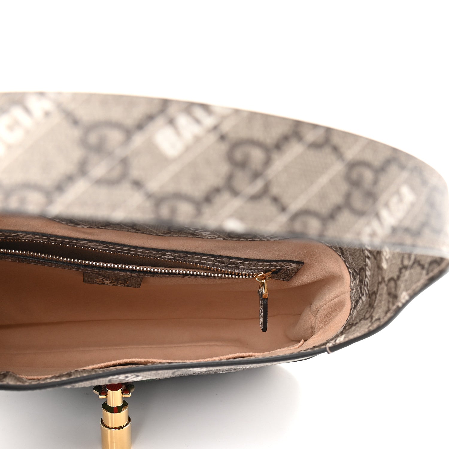 Gucci X BALENCIAGA GG Supreme Monogram Striped Logo Print Web Small Jackie 1961 Hobo Beige Ebony Mystic White 5 of 9