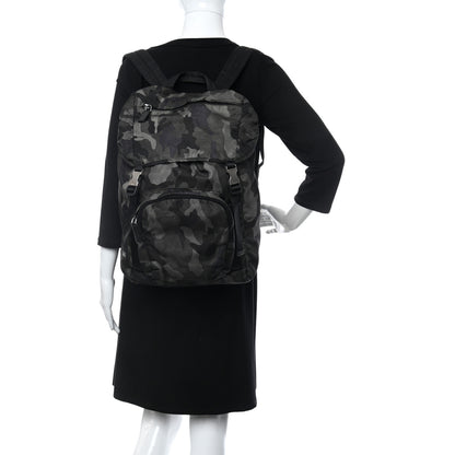 Prada Tessuto Nylon Camouflage Print Double Buckle Backpack Fumo 2 of 11