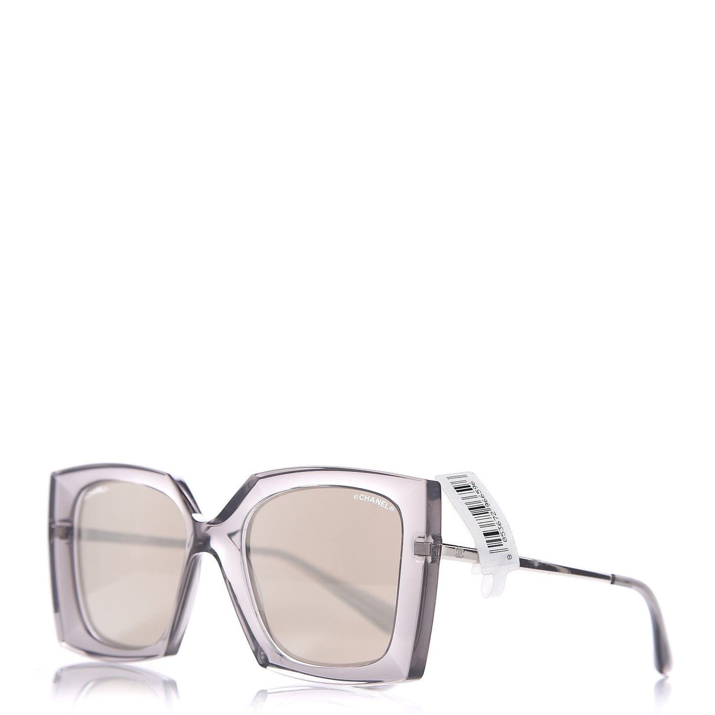18K White Gold Mirror Square Sunglasses 6051 Gray