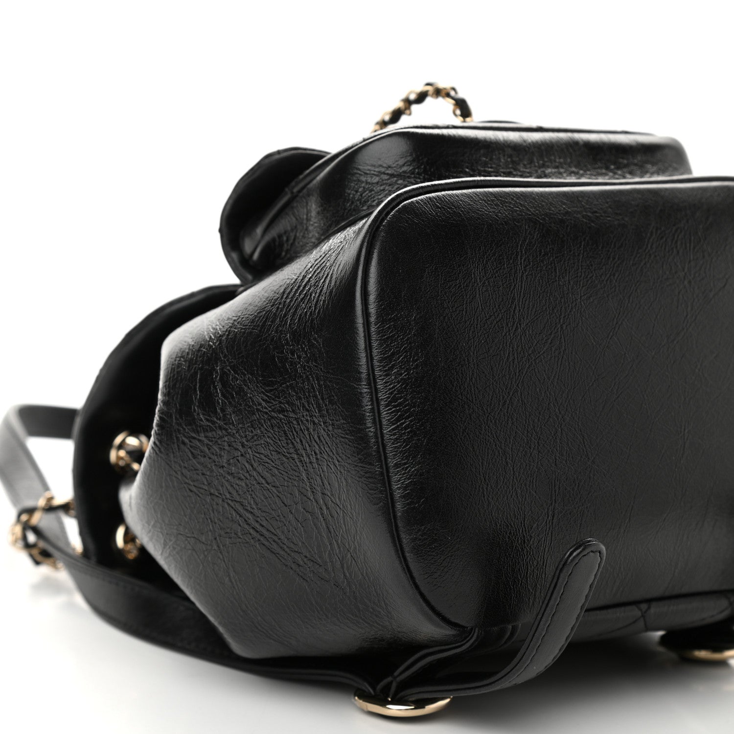 Chanel Glazed Aged Calfskin Quilted Small Duma Drawstring Backpack Black 8 of 9