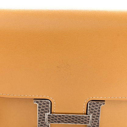 Hermes Tadelakt Lizard Constance Short Wallet Paille Ficelle 12 of 13