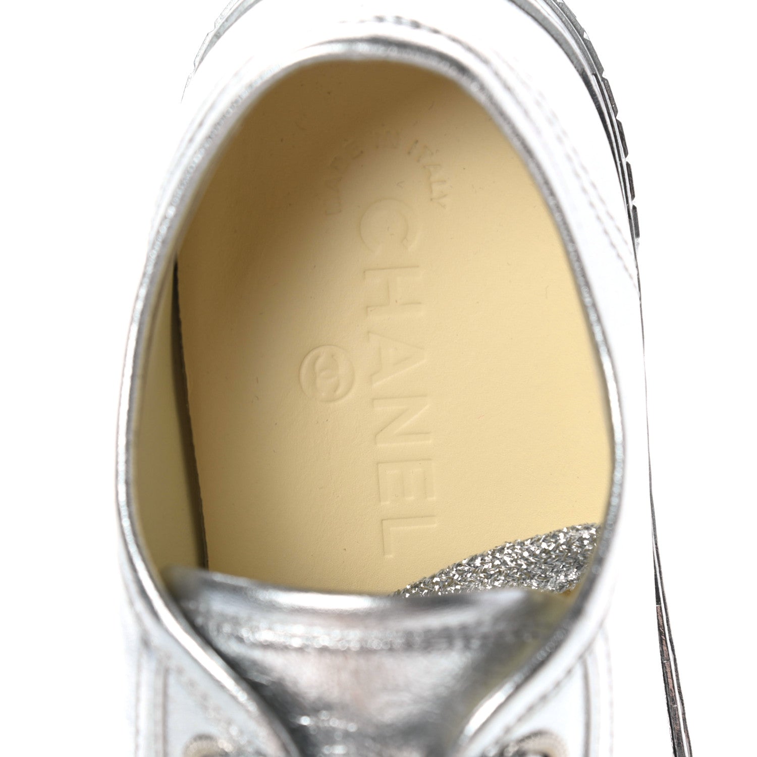 Chanel Laminated Lambskin Sneakers 39 Silver 7 of 8