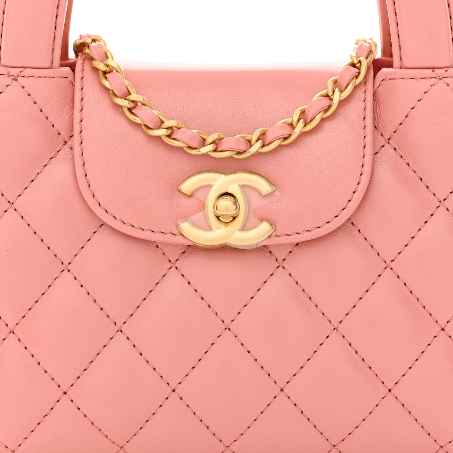 Chanel Shiny Aged Calfskin Quilted Nano Kelly Shopper Coral Pink 8 of 11