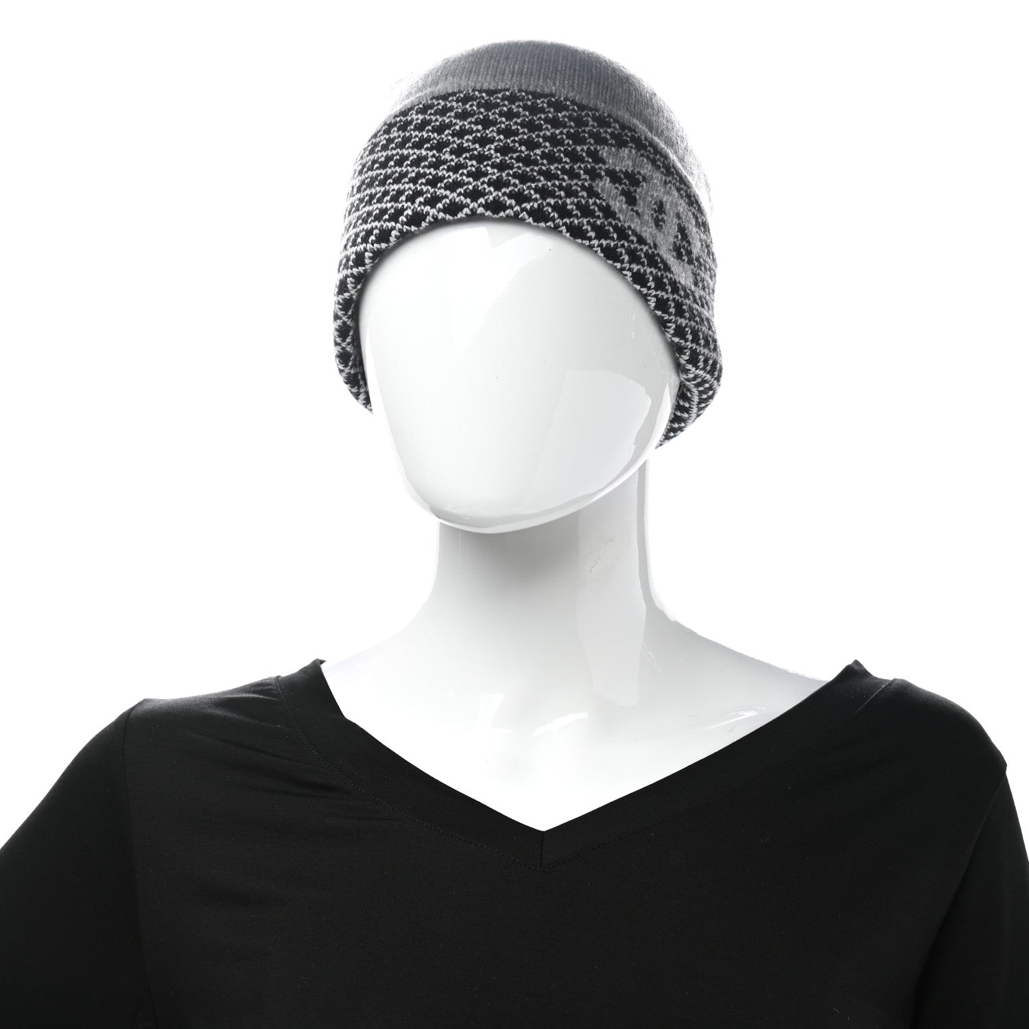 Chanel Cashmere CC Beanie Hat Grey 2 of 5