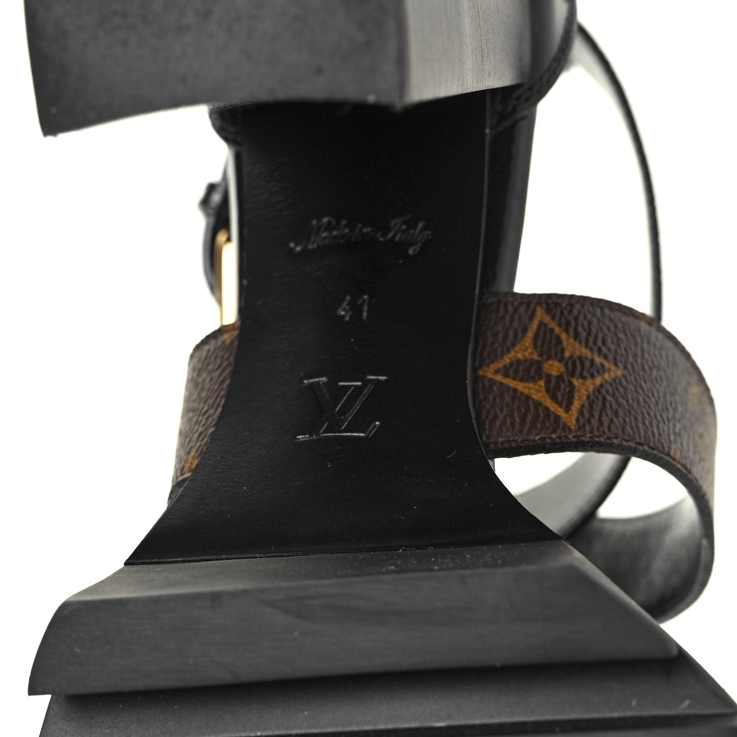 Glazed Calfskin Monogram Star Trail Sandals 41 Black