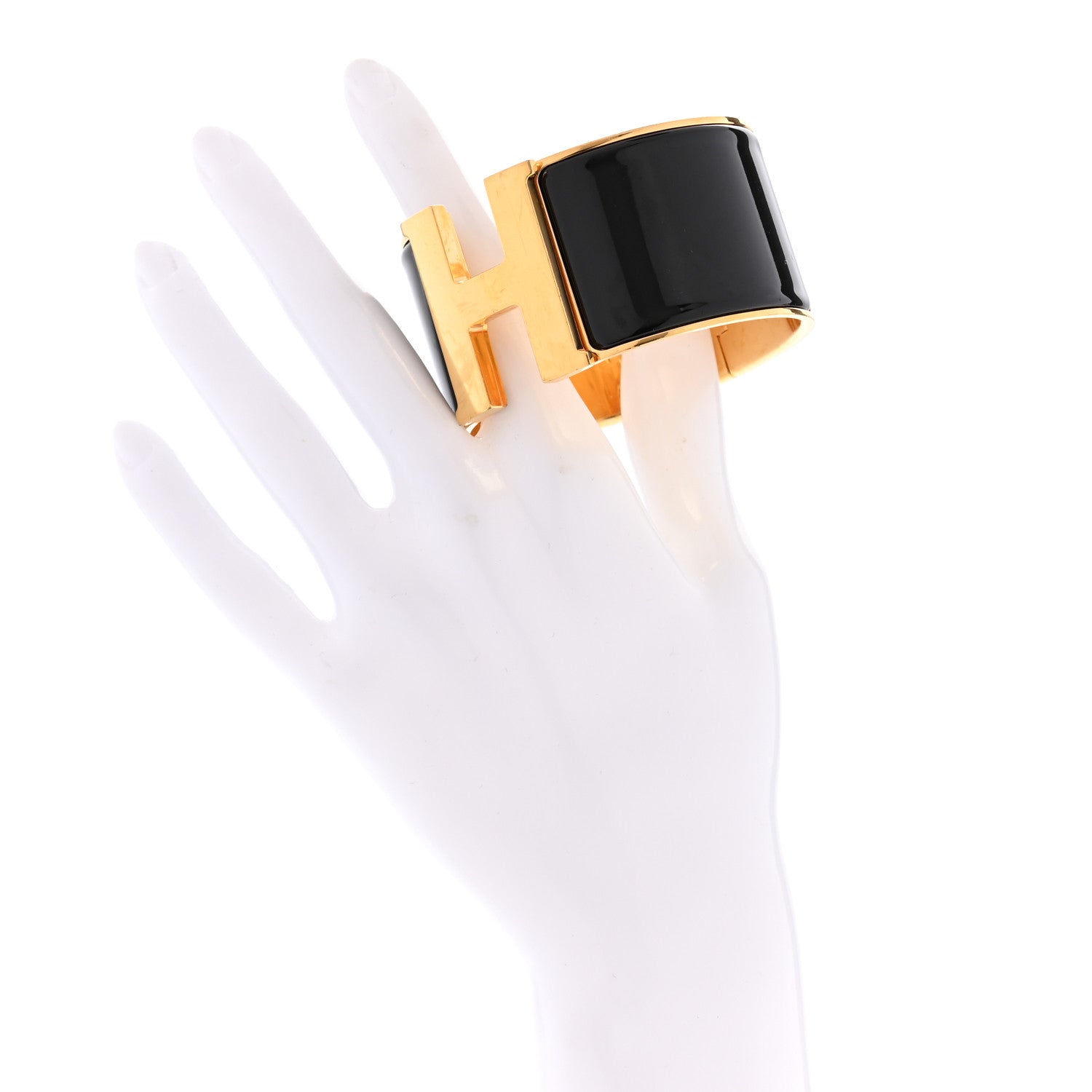 Hermes Enamel Extra Wide Clic Clac H Bracelet GM Black 2 of 5