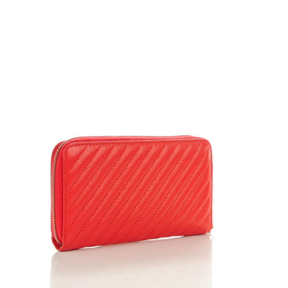 Chanel Shiny Goatskin Diagonal Quilted Small Zip Around Wallet Red 3 of 8
