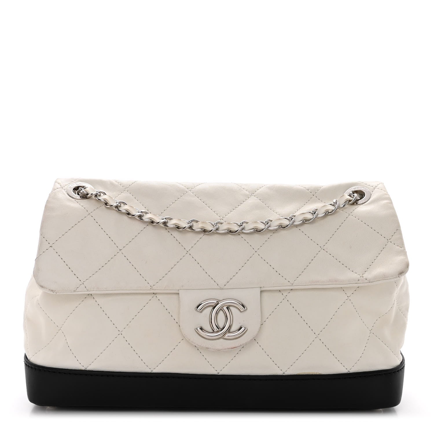 Chanel Calfskin Quilted VIP Flap White Black 1 of 16