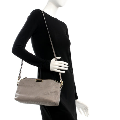 Burberry Signature Grain Calfskin Check Embossed Small Chichester Crossbody Clutch Bag Pale Grey 2 of 8