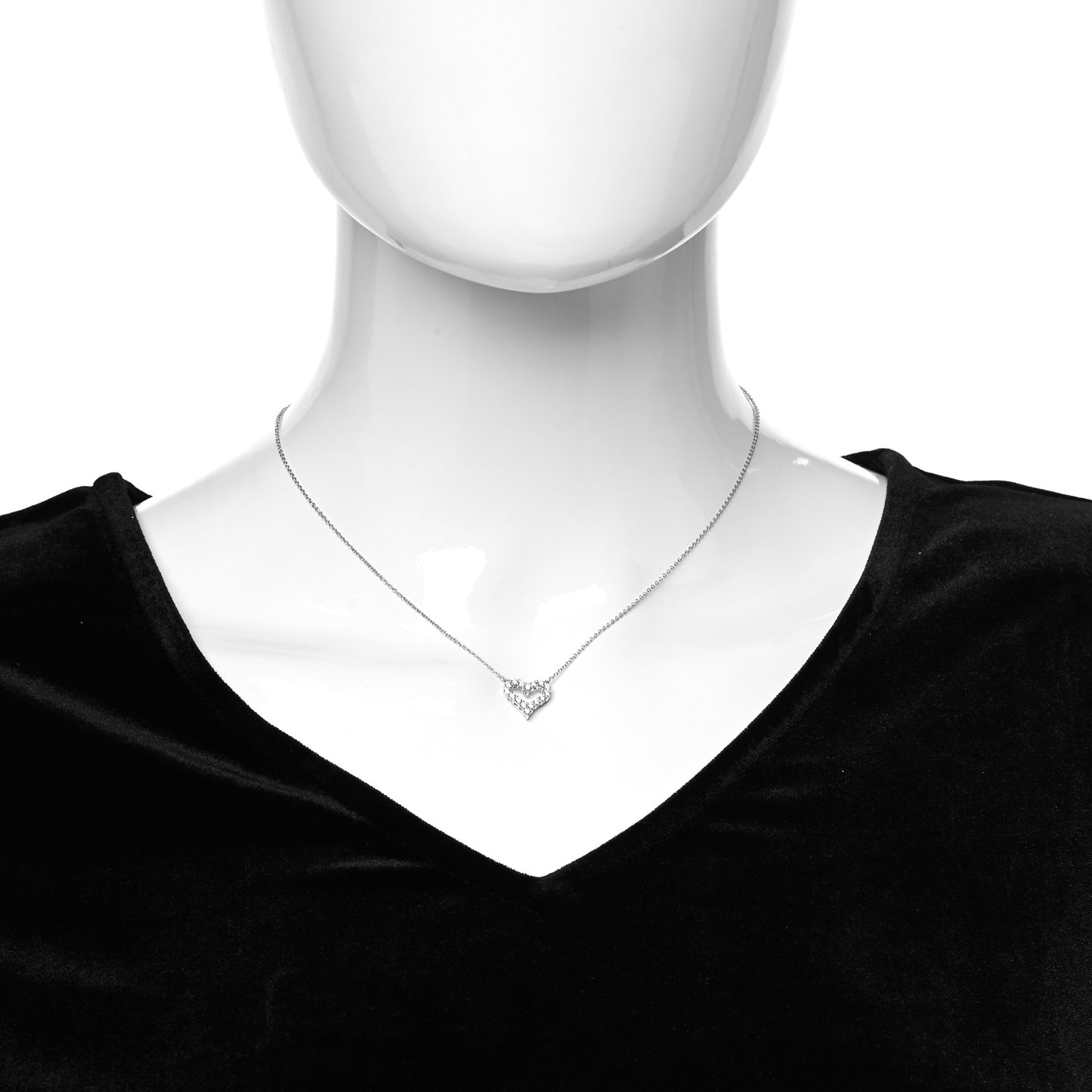Platinum Diamond Mini Heart Pendant Necklace