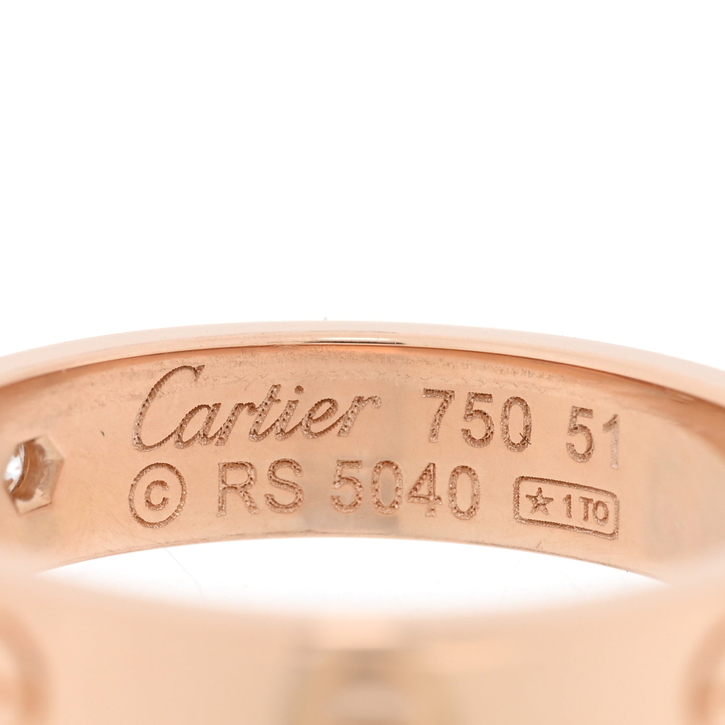 18K Pink Gold Diamond 4mm LOVE Wedding Band Ring 51 5.75