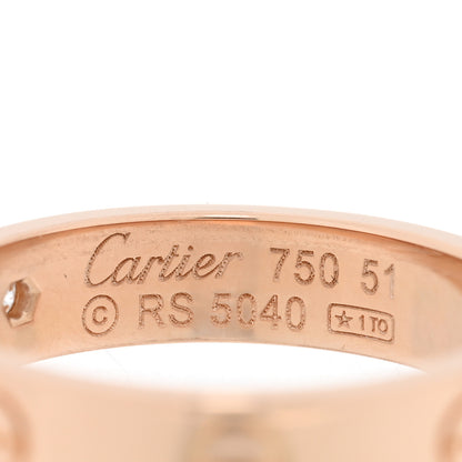 Cartier 18K Pink Gold Diamond 4mm LOVE Wedding Band Ring 51 5.75 4 of 5