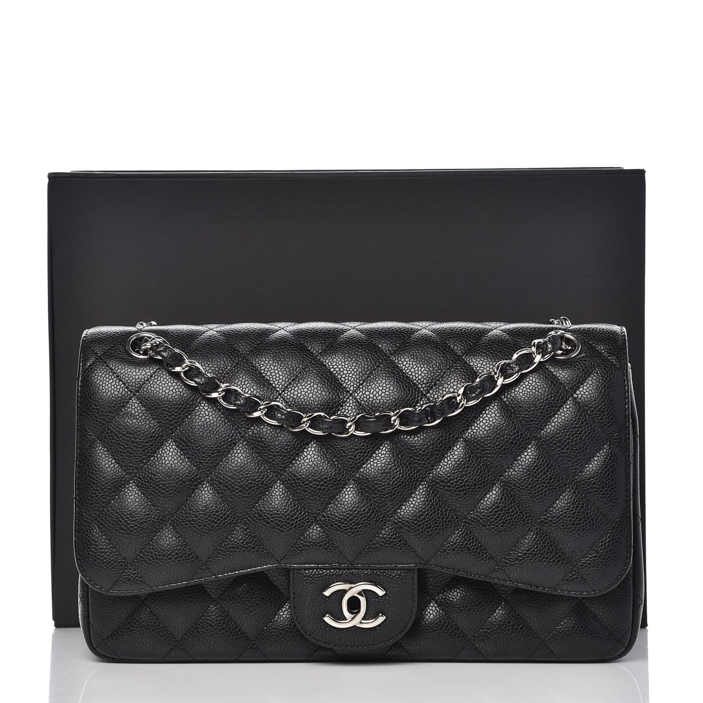 Caviar Quilted Jumbo Double Flap Black