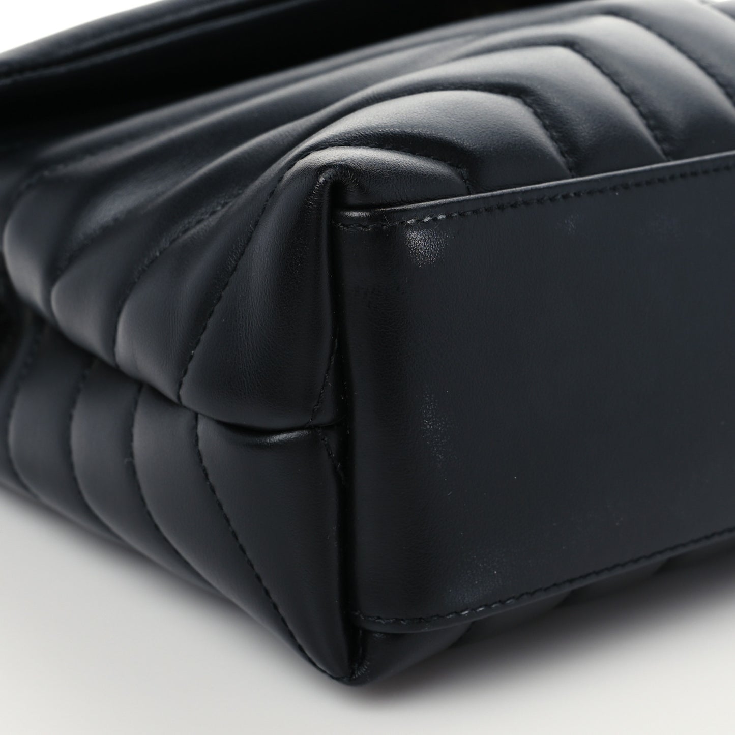 Calfskin Y Quilted Monogram Small Loulou Chain Satchel Black