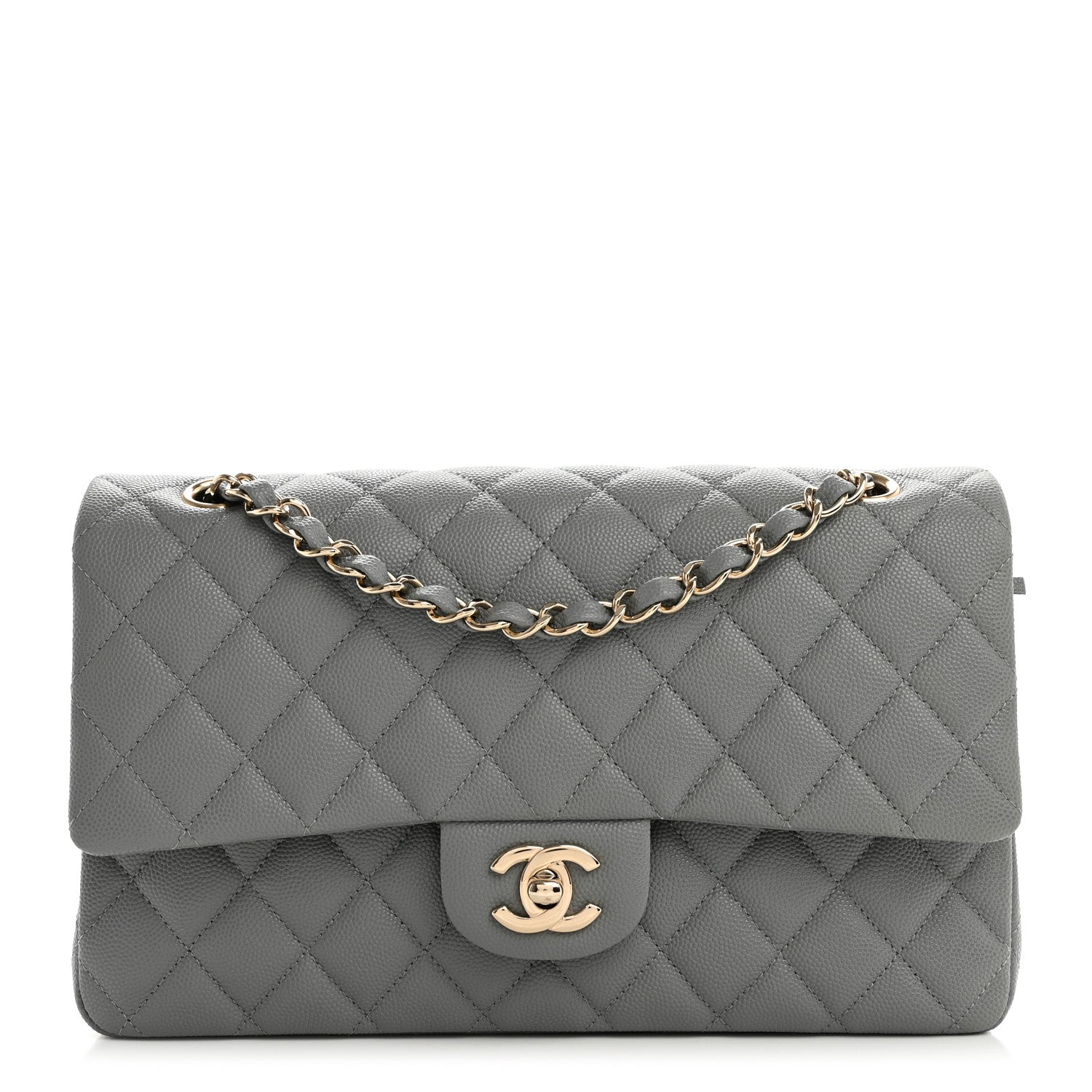 Chanel Caviar Quilted Medium Double Flap Grey 1 of 10