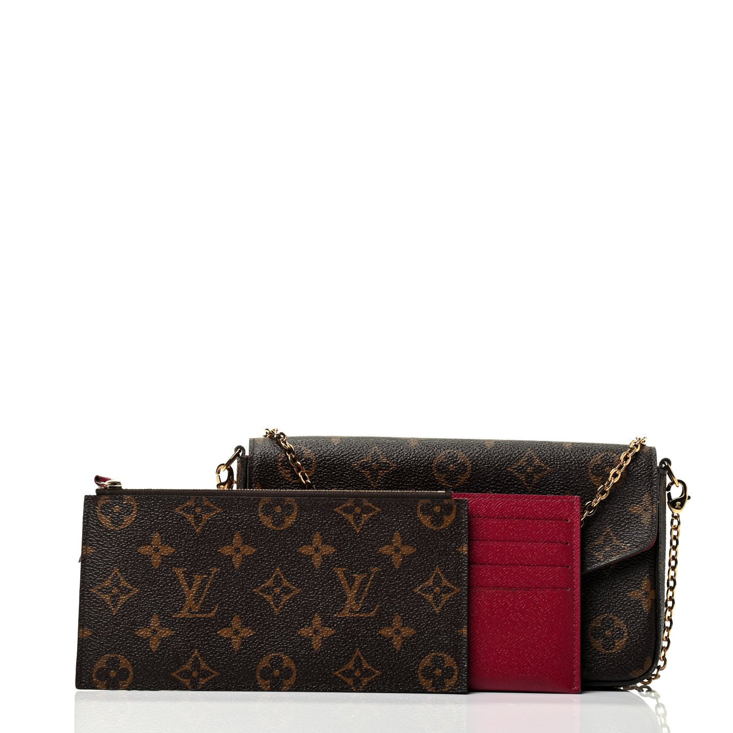 Monogram Pochette Felicie Chain Wallet Fuchsia