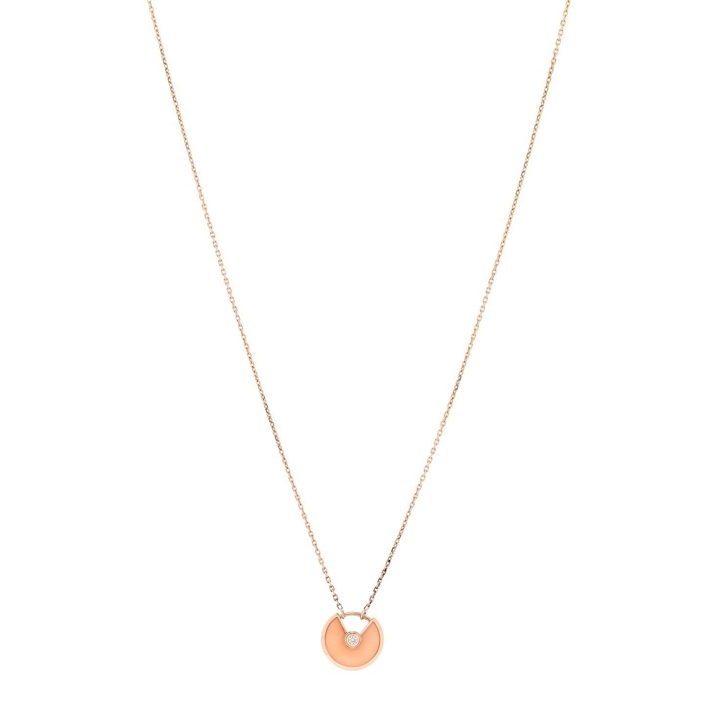 18K Pink Gold Diamond Pink Opal XS Amulette de Cartier Pendant Necklace