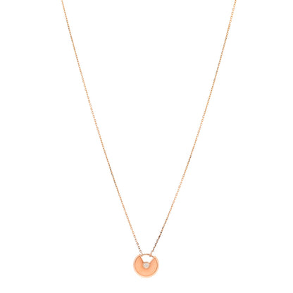 Cartier 18K Pink Gold Diamond Pink Opal XS Amulette de Cartier Pendant Necklace 1 of 5