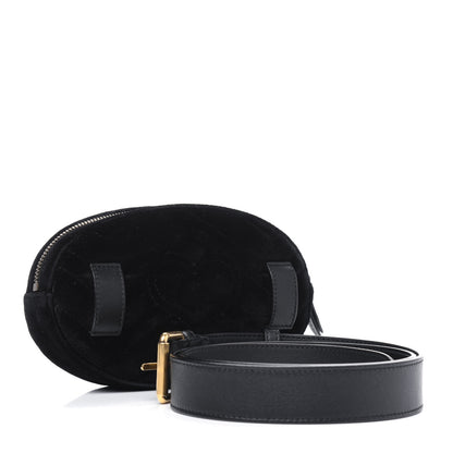 Gucci Velvet Matelasse GG Marmont Belt Bag 85 34 Black 2 of 5
