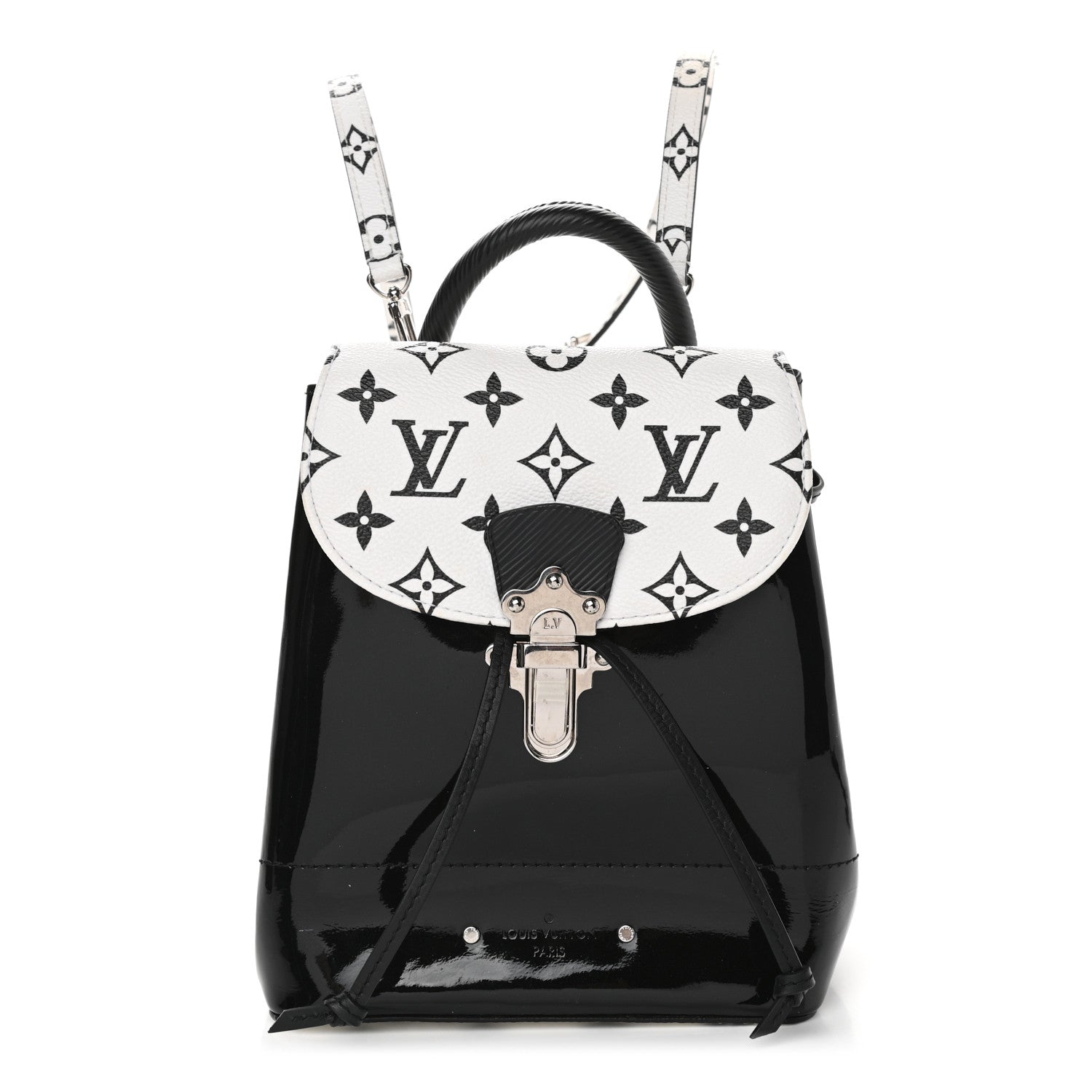 Louis Vuitton Patent Monogram Hot Springs Backpack Black White 1 of 9