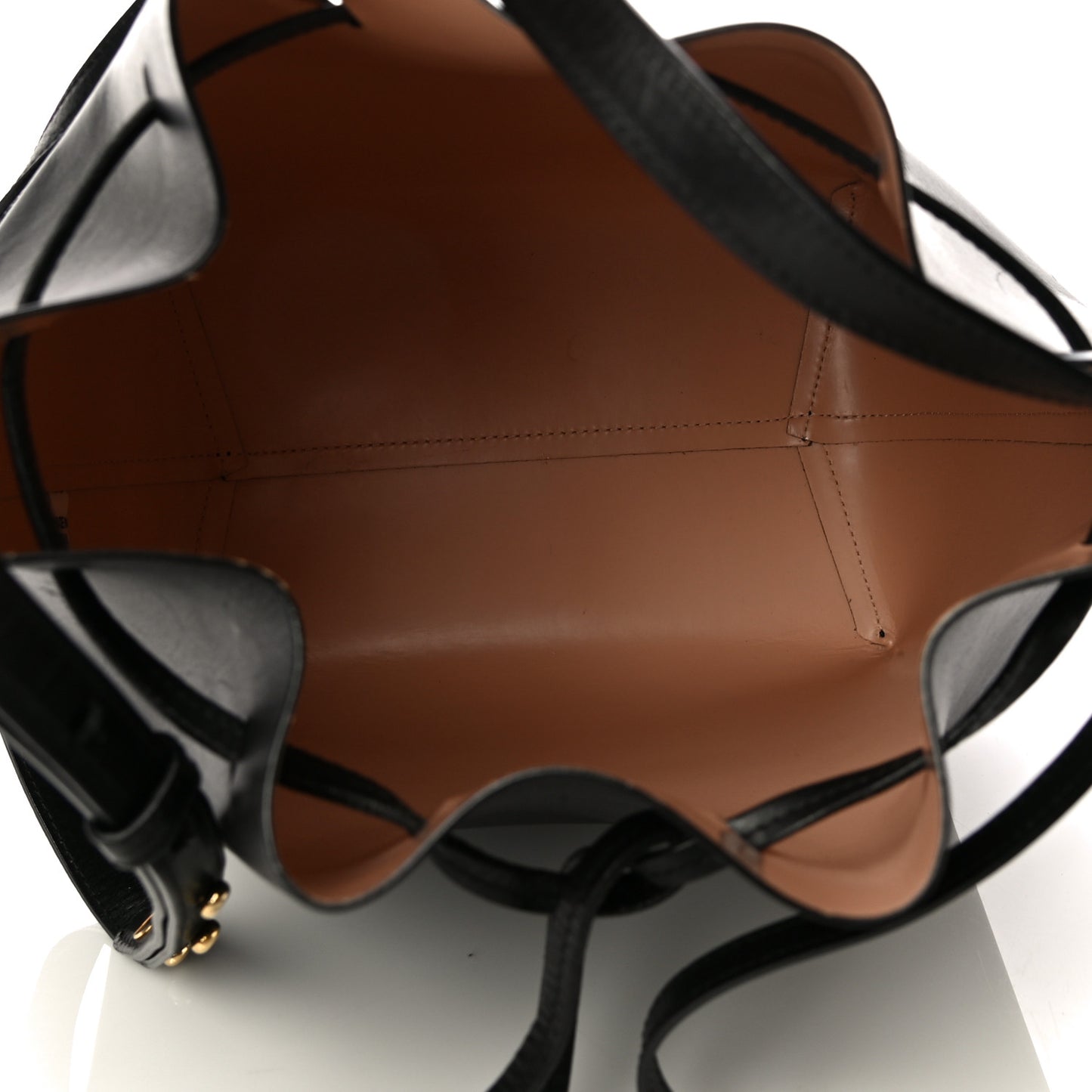 Vegetable Tanned Calfskin Bucket Bag Black Ballerina