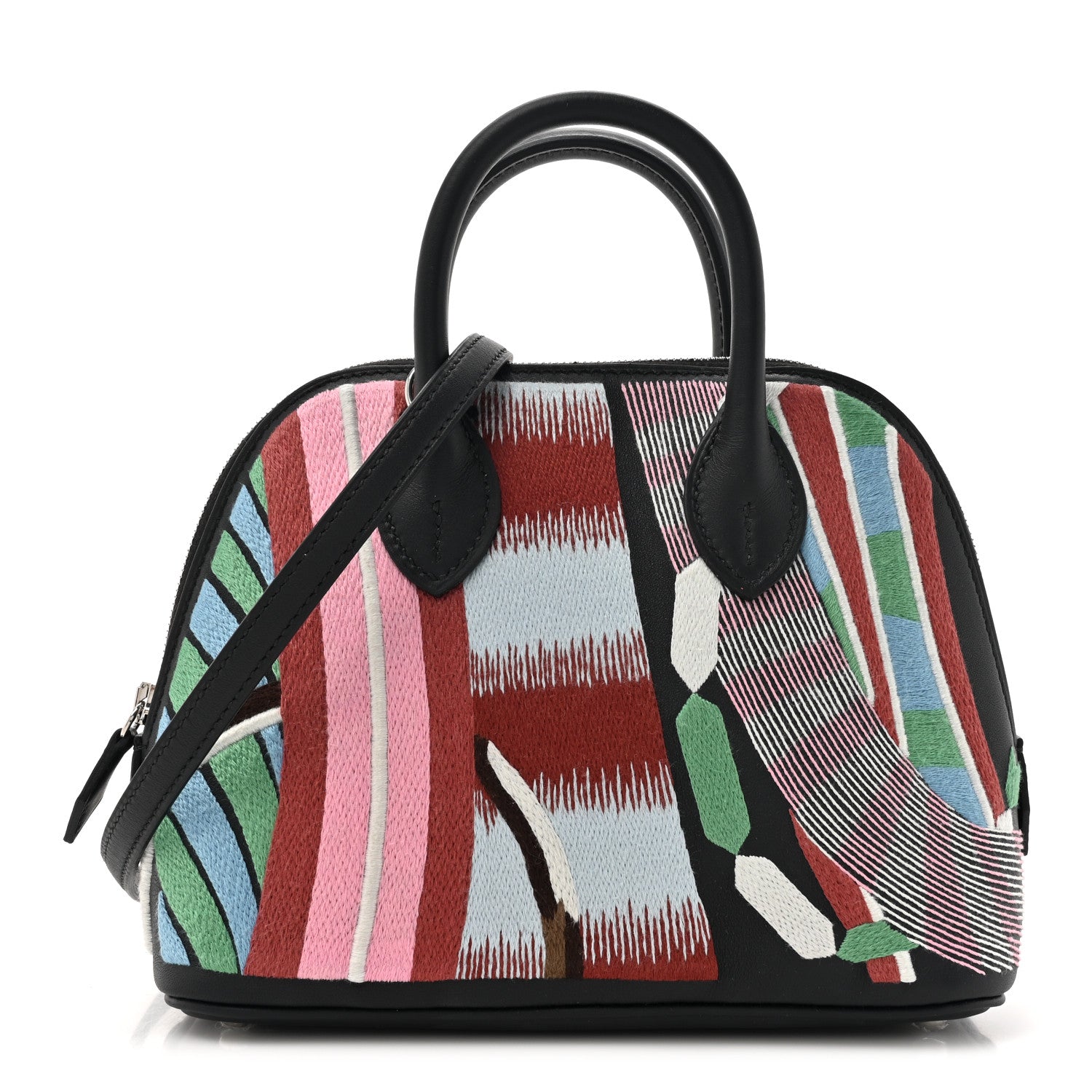 Hermes Swift Embroidered La Selle Imaginaire Mini 1923 Bolide Marron Vert Bleu Black 1 of 12