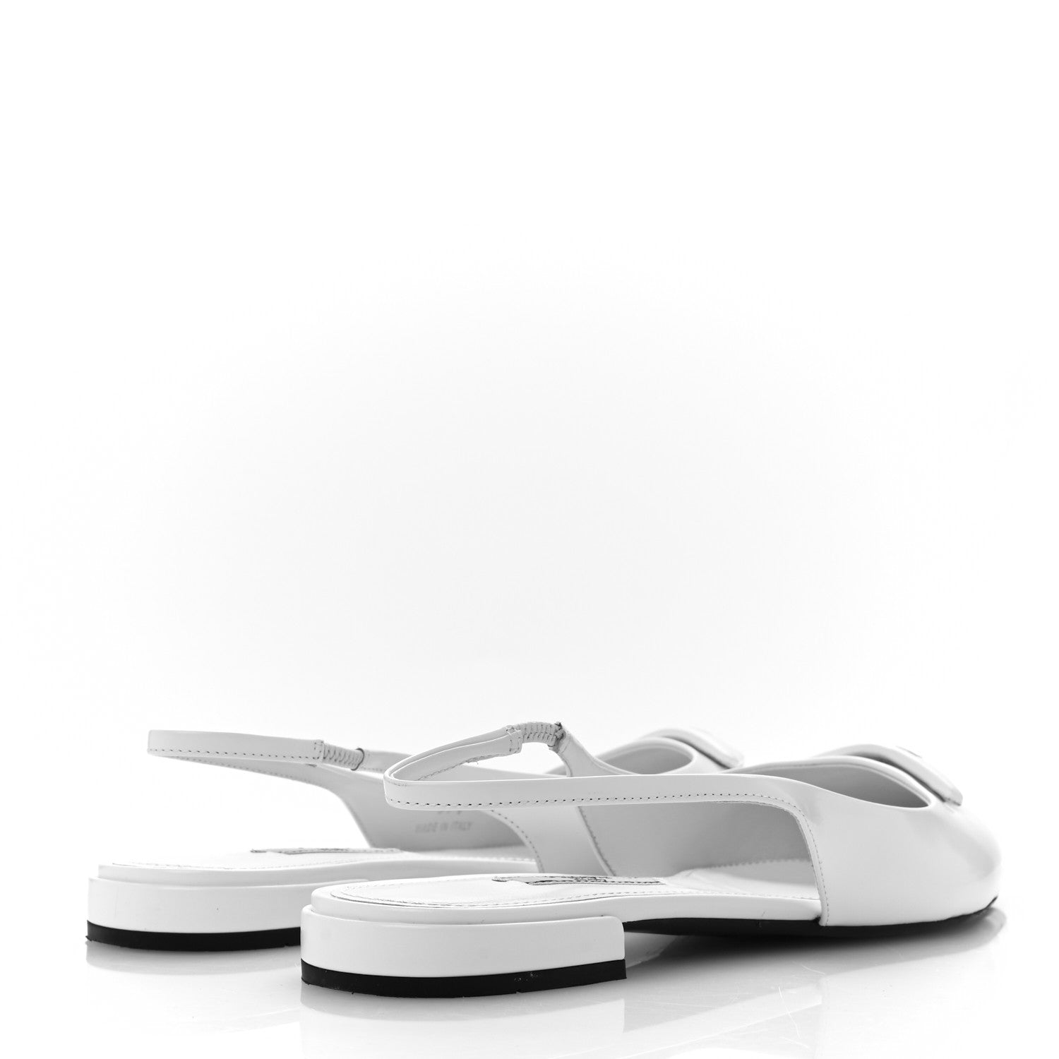 Prada Spazzolato Padded Triangle Logo Pointed Toe Slingback Flats 37.5 White 5 of 11
