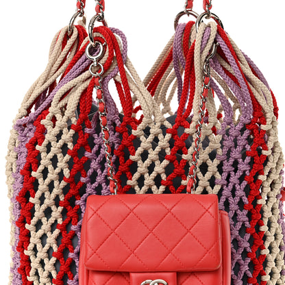 Chanel Lambskin Mixed Fibers Large Shopping Bag Red Purple White 9 of 12