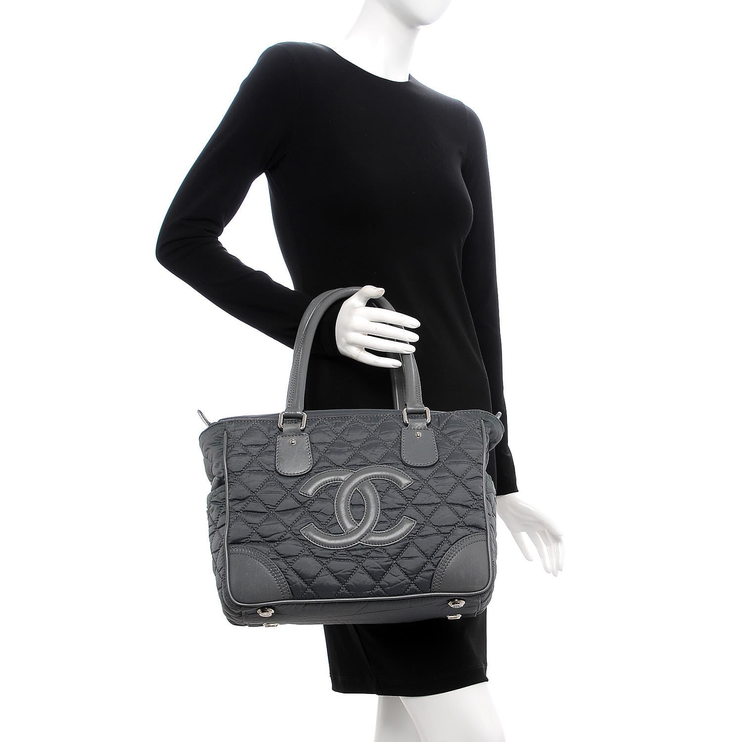Chanel Nylon Calfskin Paris New York Tote Bag Grey 2 of 7