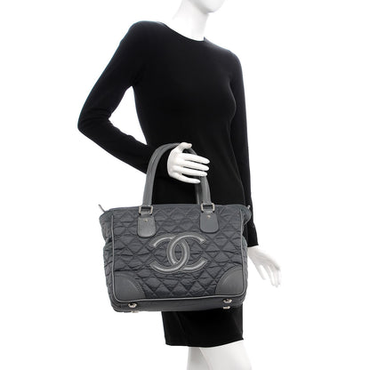 Chanel Nylon Calfskin Paris New York Tote Bag Grey 2 of 7