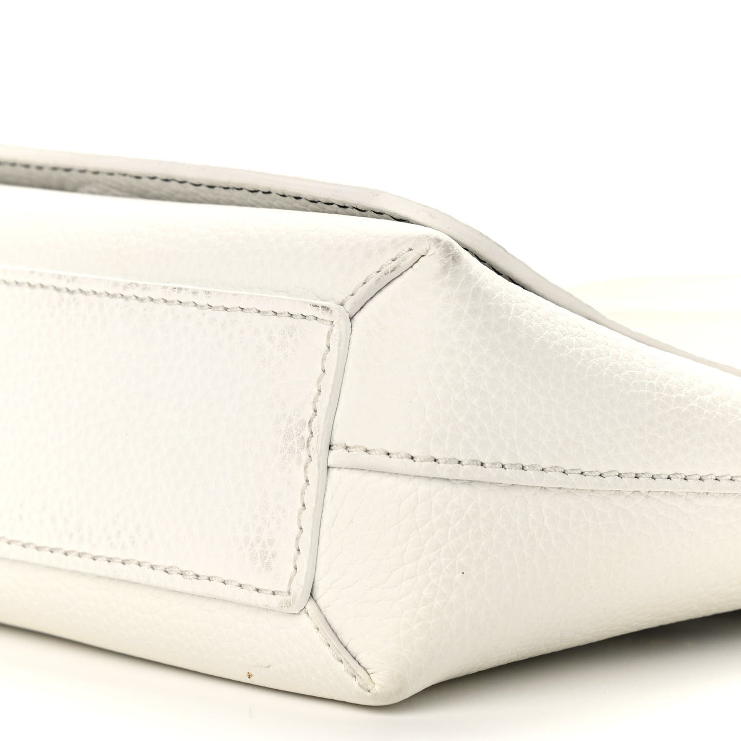 Grainy Calfskin Embossed Small Messenger White