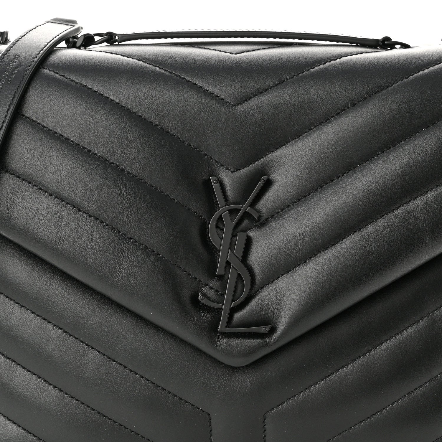 Saint Laurent Calfskin Y Quilted Monogram Monochrome Medium Loulou Chain Satchel Black 8 of 11