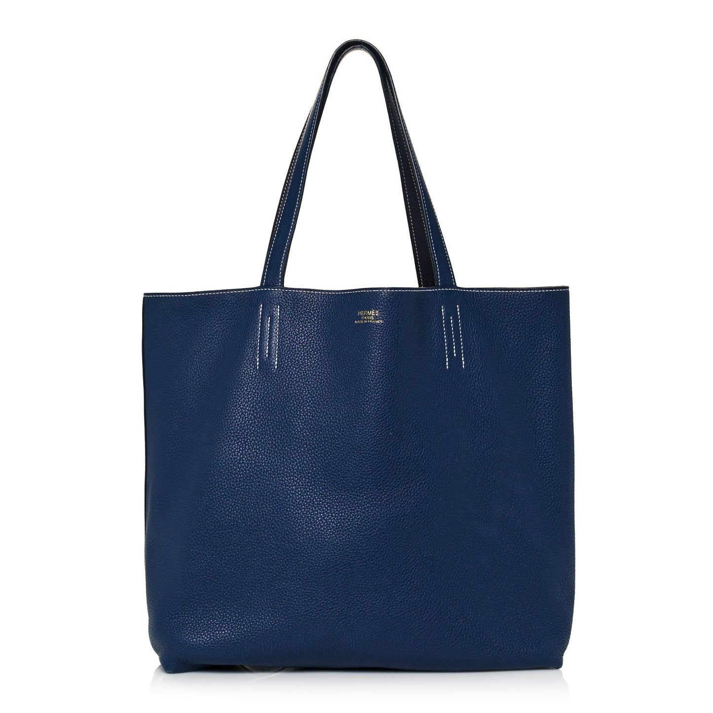 Taurillon Clemence Double Sens 36 Reversible Tote Bleu Saphir Prune