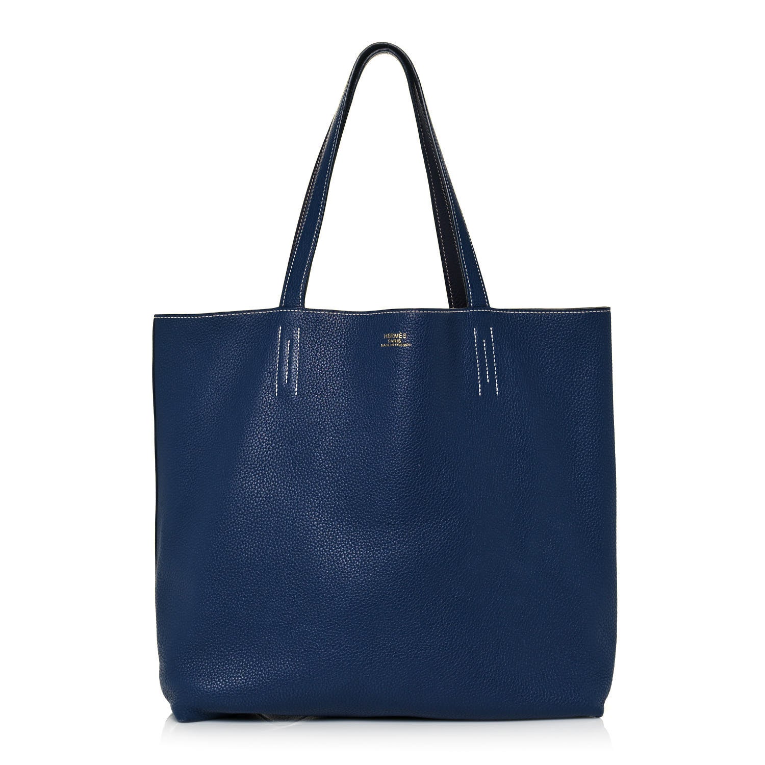 Hermes Taurillon Clemence Double Sens 36 Reversible Tote Bleu Saphir Prune 1 of 18