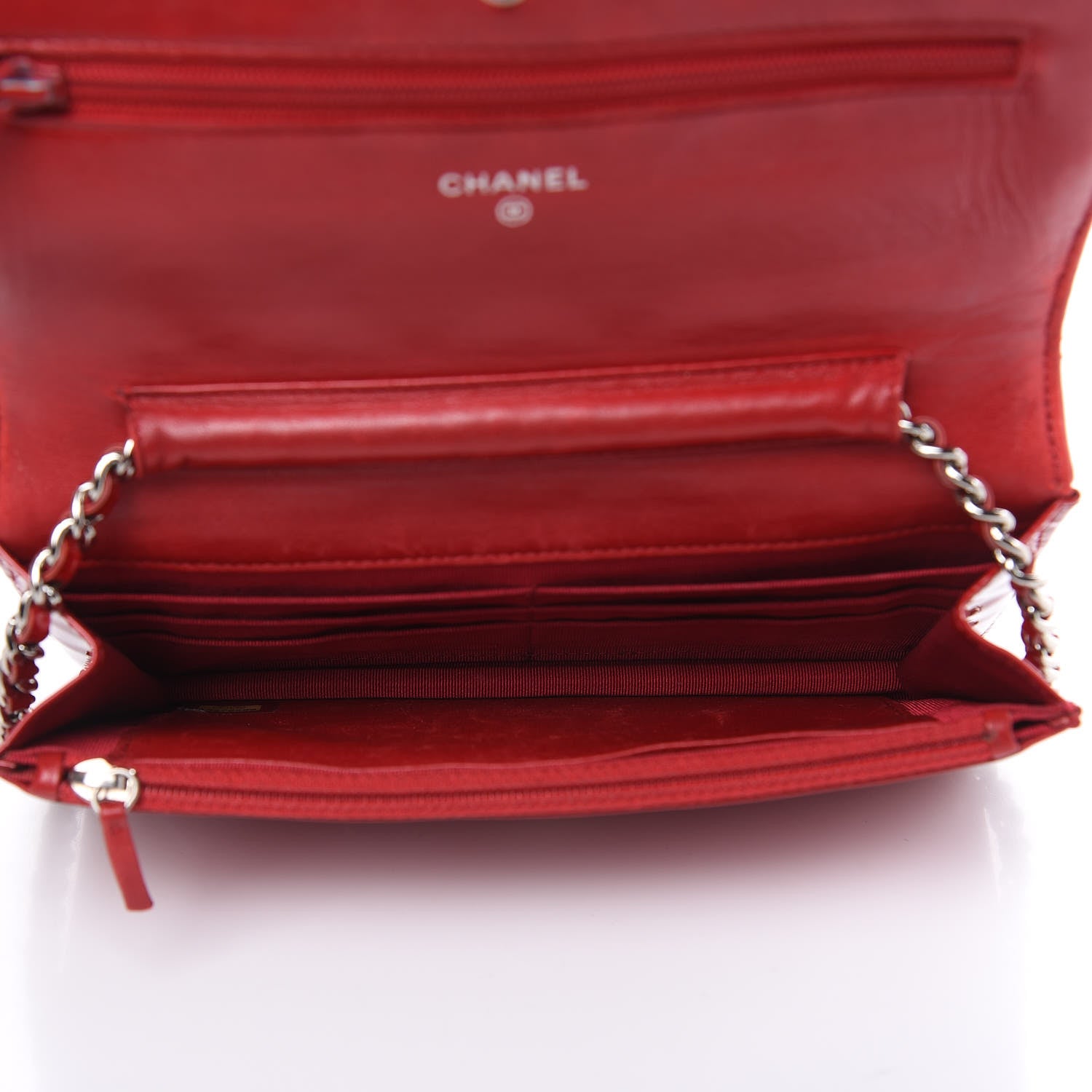 Chanel Patent Quilted Wallet On Chain WOC Red 5 of 19