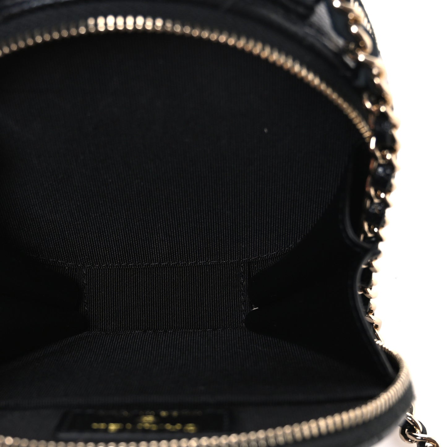 Caviar Quilted Round Handle With Care Vanity With Chain Black