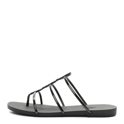 Hermes Rubber Womens Mykonos Sandals 38 Black 1 of 10
