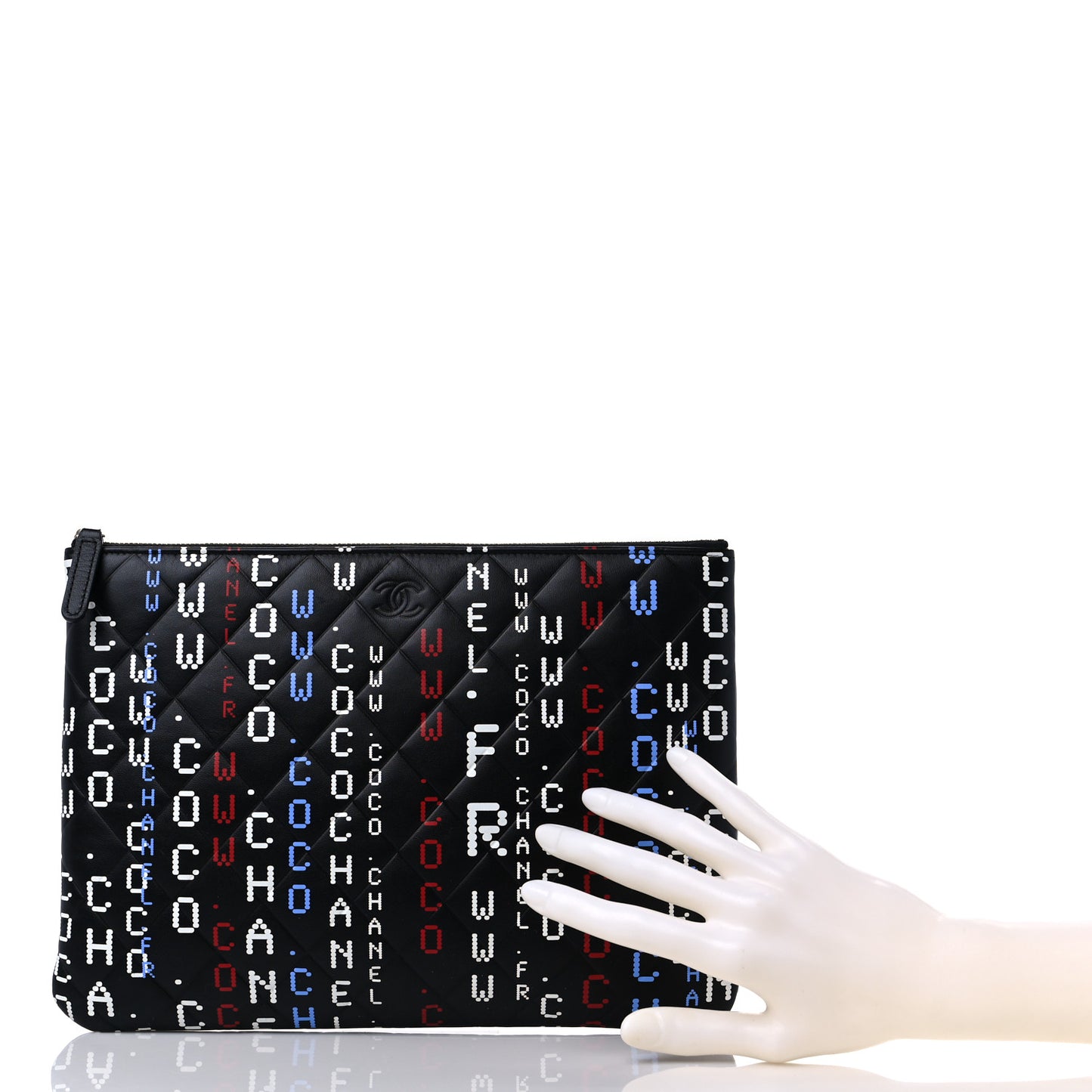 Lambskin Quilted Medium Data Center Cosmetic Case Black